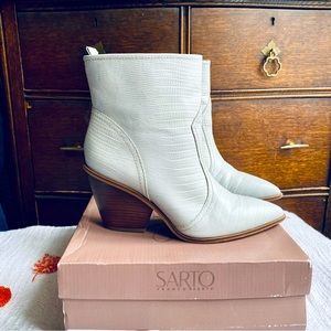 Cow Boy Boot in White Putty Sarto by Franco Sarto